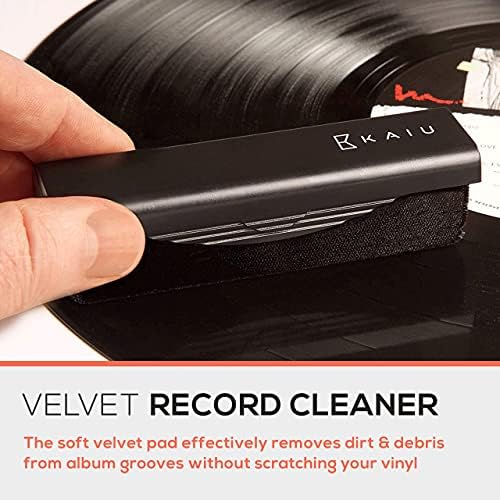 Чистач за чистење на рекорд kaiu vinyl - LP Discwasher комплет w/раствор, анти -статичка јаглерод и кадифена четка, заштитник, микрофибер крпа - чистење на штрајкот на табелата