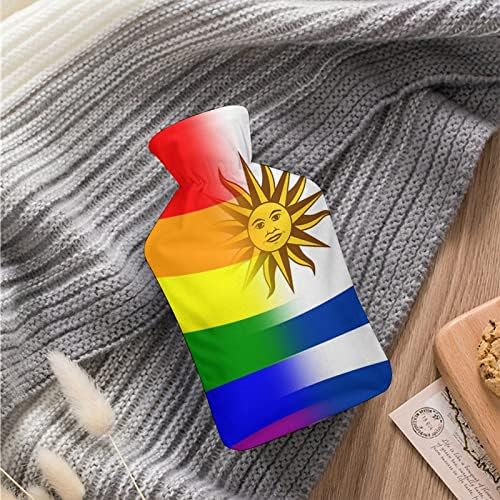 ЛГБТ гордост Уругвајско знаме шише со топла вода 1000 мл симпатична мека вода-вбризгување торба за рака потопла за топли рачни