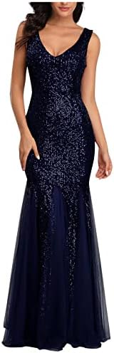 V вратот без ракави долга матурска фустан за жени 2023 летен официјален фустан од тули вечерна забава коктел фустани