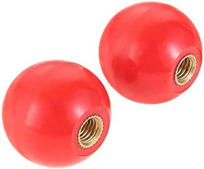 2 парчиња црни/црвени бакелити и месинг навојни копчиња M4/M5/M6 конец топка во форма на глава за прицврстување на главата, копче Бакелит