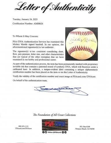 Mickey Mantle Autograpted Oal Baseball w/Case New York Yankees PSA/DNA - Автограмирани бејзбол