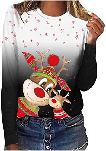 Облека за долги ракави за долги ракави, градиент, надворешна облека за џемпери на екипаж на вратот на вратот Божиќен бренд Каваи облека 7n