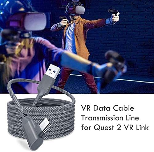 Врска Кабел за Oculus Quest 2, VR Data Cable Tranmer Line со засилувач на сигнал, 90 степени со голема брзина за пренесување на податоци