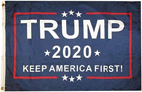 Трговски ветрови 2x3 Трамп 2020 Чувајте ја Америка на прво место! Сино 100д ткаено поли најлон знаме 2'x3 'Громет