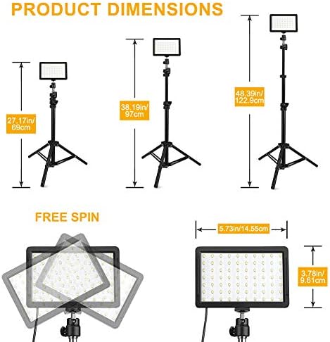 3 Пакувања 70 LED Видео Светло Со Прилагодлив Статив Штанд/Боја Филтри, Obeamiu 5600K USB Студио Осветлување Комплет За Таблет/Низок Агол Снимање,