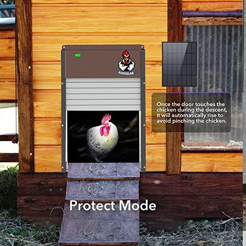 Audiolab Автоматски пилешко кокошарник отворач на врата соларна батерија со автоматски кокошки врати со контрола на тајмер и светлосен сензор