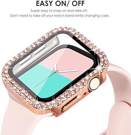 Новејс Блинг Случаи Со Заштитник На Екранот Компатибилен за Apple Watch 45mm, Заштитен Капак за Iwatch Серија 7