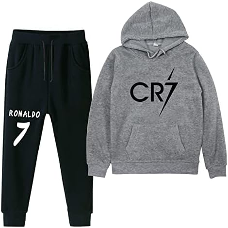 Koniee Kids Cristiano Ronaldo Pullover Hoodie and Sweatpants Постави тренерско учество 2 парчиња случајни џемпери со качулка за момчиња