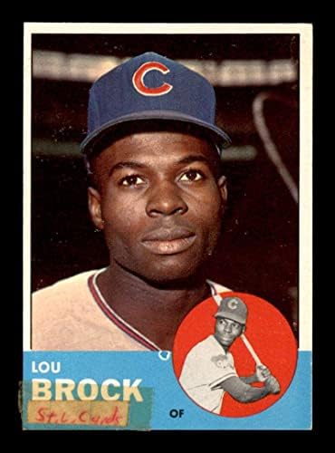 #472 Лу Брок Хоф - 1963 година Бејзбол картички за бејзбол оценети G - Бејзбол плоча со автограмирани гроздобер картички