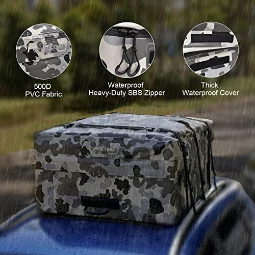 Веркорд водоотпорен покрив карго торба автомобил врвен носач 14 кубни стапки анти-солзи 500D ПВЦ со заштитен мат за заклучување на багажот 6 врата камуфлажа сива