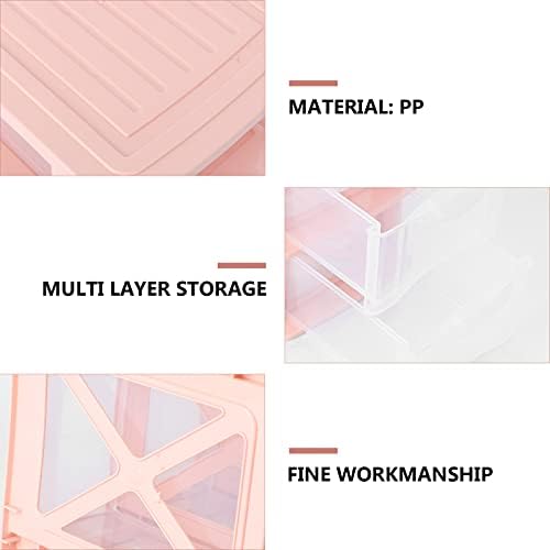 Организатор за пластични фиоки Toyvian, 1 парчиња 3 -слоеви кутија за складирање на работна површина Транспарентна фиока за складирање за домашна канцеларија - розова