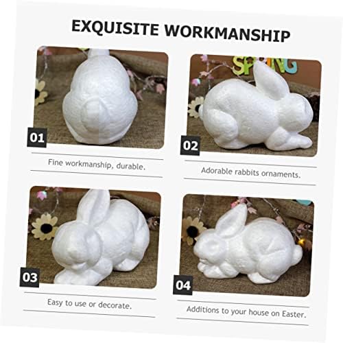 8 парчиња бел ембрион зајак за природен украс бели украси домашни додатоци за зајаче форма пена десктоп животински украс Велигденска забава за зајак