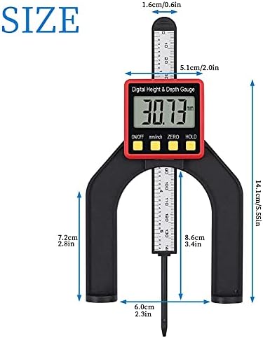 СЛАТИОМ Дигитален Мерач за Длабочина од 80мм Обработка на дрво 2 Во 1 Алатка За Мерење Висина За Поставување Попусти Жлебови Алатки За Мерење
