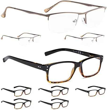 ЛУР 3 Пакува Очила За Читање Со Половина раб + 6 Пакувања Класични Очила За Читање