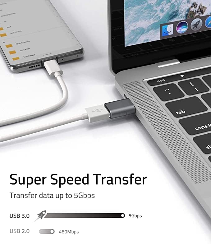 USB C ДО USB 3.0 Адаптер Пакет од 2 USB C Машки ДО USB 3.0 Женски Адаптер Компатибилен Со MacBook Pro 2021 iMac iPad Mini 6/Pro Macbook Air