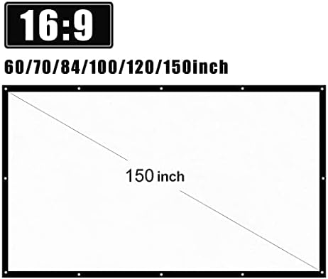 Wjccy 150 инчи 16: 9 Преносен проектор екран HD преклопен екран за проекција бело за wallид монтиран домашен бар за патувања
