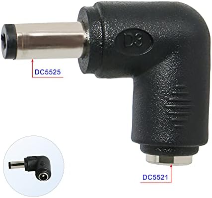 Адаптер за конектор за напојување со агол од 90 степени 2,5 x 5,5мм свиткувачки машки приклучок на 2,1 x 5,5 mm Femaleенски Jackек спојник
