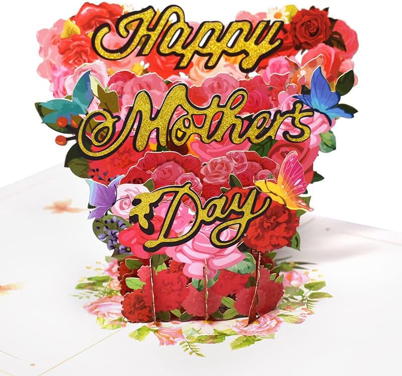 Подароци за ден на мајки, честитки, 3Д -картичка за поп -ап, среќен честитка за Денот на мајката со коверти, користете за подароци