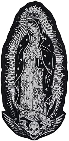 1 парче дама на Virgen de Guadalupe Vector Guadalupe Религиозно железо на лепенка крст Аплика Мексико уметност извезена за јакна