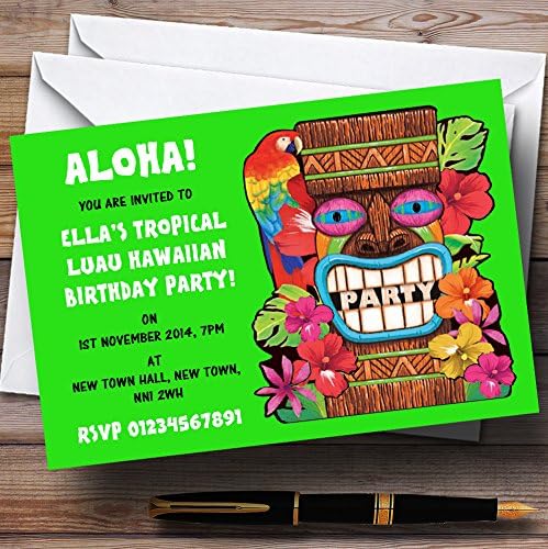 Зелен Тропски Луау Хавајски Персонализирани Партиски Покани