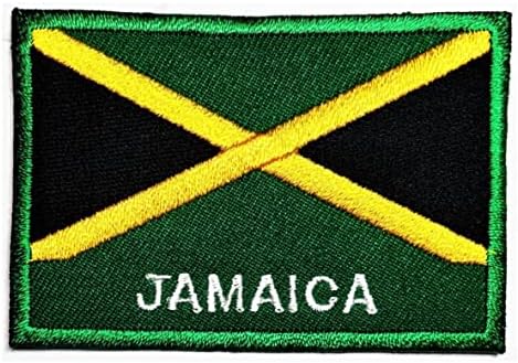 Кленплус 1, 7Х2, 6 ИНЧИ. Знаме На Јамајка Везена Апликација Железо На Шиење На Печ Плоштад Форма Знаме Земја Закрпи За Декоративна Поправка Костим Облека