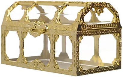 Амосфун Златна транспарентна богатство кутија пиратска забава за градите, кутија за кутија за накит декоративни кутии за роденденска забава за роденденска забава