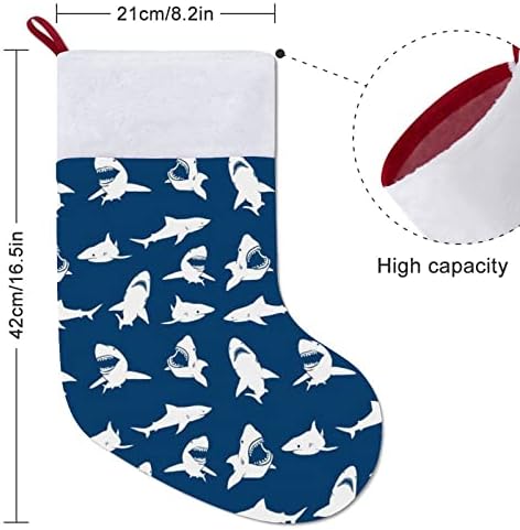 Голема Бела Ајкула Божиќни Чорапи Бели Супер Меки Кадифен Моден Божиќен Декор Божиќни Чорапи