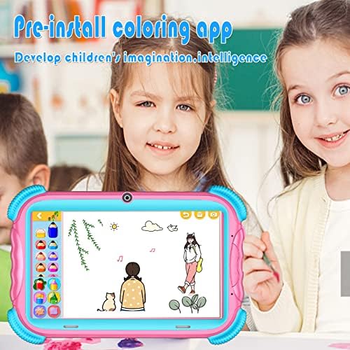 Кимлок Детска Таблета 7 инчен ДЕТЕ HD Екран на Допир, 2gb+32GB, WiFi, АПЛИКАЦИЈА За Родителска Контрола,Двојна Камера, Bluetooth, Пријателски Таблети