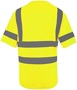 Померол висока видливост рефлексивна безбедносна кошула 3 пакувања дише жолт унисекс краток ракав безбедносна маица со hi-vis лента