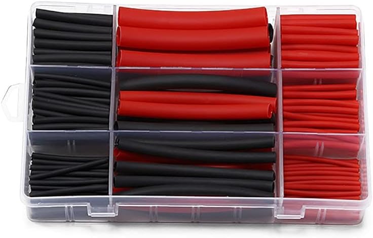 270PCS 3: 1 Сооднос на смалување со двојно wallидно лепило наредено цевка за цевка за намалување на топлината 6 големина 2 комплет за боја црна црвена | кабелски ракави | - А?