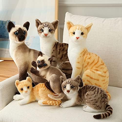 Bybycd LifeLike Siamese Mat Plush играчки симулација полнети животни играчки симпатична мачка кукла памук исполнета перница за домашен украс
