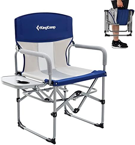 Столици За Кампување во кингкамп За Возрасни Преклопни Столови Директори За Кампување Стол Со Странична Маса Тешки Столови За Кампување Поддржува 300 фунти за Отво?