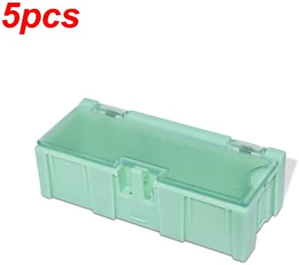 5 парчиња пластична SMT SMD контејнер кутија за електронски компоненти за складирање на делови со транспарентен капак