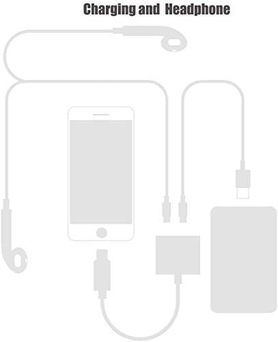 [Сертифициран Apple MFI] 2 во 1 Двојна молња Слушалки за слушалки за адаптер за адаптер за слушалки на dongle 4 во 1 музика+полнење+повик+Контрола на јачината на звукот компат
