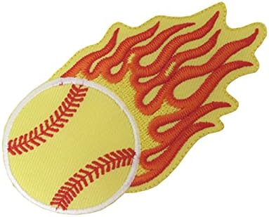 ETDESIGN E03882 Sports Fire / Flame Softball Iron на Applique Patch-3,75 BY2