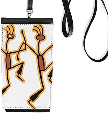 Египетска фигура танцува смешна шема телефонски паричник чанта што виси мобилна торбичка црн џеб