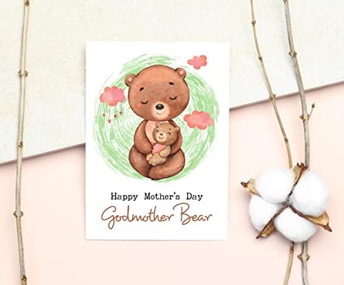 На кума, носи среќна картичка за Денот на мајката - картичка за мечка од кума - мечка прегратка од мама картичка - симпатична идеја за подарок за денот на мајката - чес