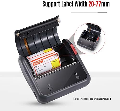 Мини печатач Преносен 80мм Термички етикета печатач БТ етикета Производител на налепница машина за полнење на батеријата компатибилна со