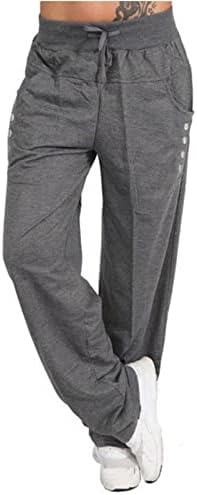 Б-Амбус џеб подигање јога пантолона мека еко-пријателска подигање женски карго копчиња џебови дневна пантолона еластична широка