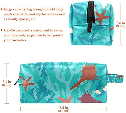 Подводни Сини Корали И Морска Ѕвезда Козметичка Кеса За Жени Водоотпорни Чанти За Шминка Торбичка За Тоалет Патни Додатоци Подароци