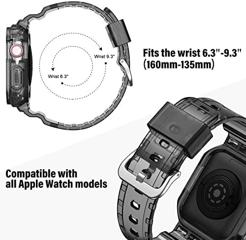 Глечер Епл Гледајте Бендови Компатибилен со Apple Watch 45mm 44mm 42mm 41mm 40mm 38mm, Јасен Спортски Бенд Со Заштитен Браник
