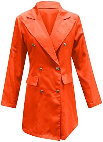 Blazer женски стенд-ап јака долго за да се задржи топол долг костум, жени блејзер јакни деловни обични ровови со палто за надворешна облека
