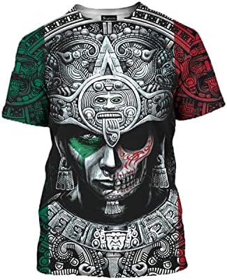 Стилелио-3Д мексиканска маица Ацтек 3Д Ацтек целосна големина S-5XL за мажи/жени, Најдобри подароци за роденден