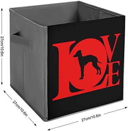 Италијански Грејхаунд Љубов Куче Преклопливи Канти За Складирање Печатење Ткаенина Коцка Корпи Кутии Со Рачки За Облека Играчки,