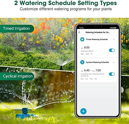 Тајмер за WiFi Sprinkler, Дигитален тајмер за вода за градинарски тапа за црева, програмабилен автоматски тајмер за наводнување со наводнување