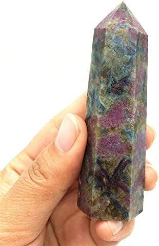 Накит Марка Природно рубин фукзит скапоцен камен хексагонален кристален молив точка кула заздравување на скапоцен камен камења минерален