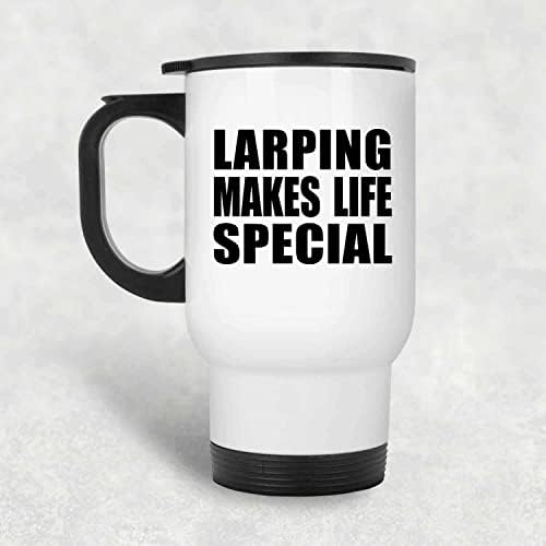 DesignSify Larping го прави животот специјален, бела патна кригла 14oz не'рѓосувачки челик изолиран Тумблер, подароци за роденденски