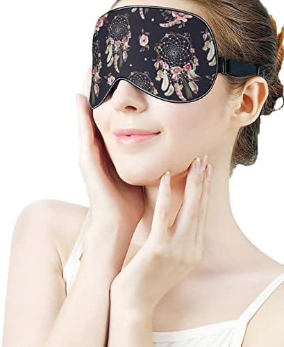 Акварел етнички бохо цветни модели маска за очи за очи заслепување со прилагодливи блокови на ленти, светло ноќна слепа за патување за спиење