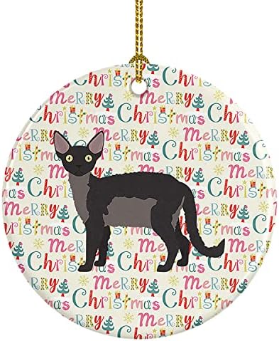 Богатства на Каролина WDK2524CO1 Девон Рекс мачка Божиќна керамичка украс, украси за новогодишни елки, виси украс за Божиќ, празник,