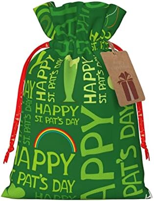 Божиќни Торби За Подароци За Божиќ Свети Патрик-Ден-Зелени Подароци Торби За Завиткување Божиќни Вреќи За Завиткување Подароци Торбички Средни